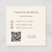 錆び茶色ベージュQRコードウェブサイト スクエア名刺 (裏面)