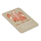 錆び赤とアイボリーキツネ日付の保存 マグネット (右側)