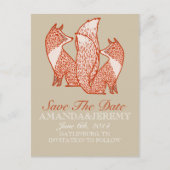錆び赤とアイボリーキツネ日付の保存 案内ポストカード (正面)
