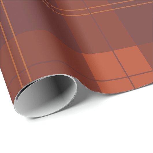 錆び赤とオレンジの格子模様 ラッピングペーパー (ロールコーナー)