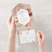 錆び赤面秋ボホフローラフレーム赤面ディナー オールインワン招待状 (貼ってはがせる)