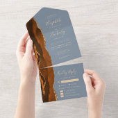 錆び金ゴールドアゲートダスティブルーミール結婚オプション オールインワン招待状 (貼ってはがせる)