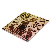 錆び金ゴールドブラウンラビットフローラ紅葉ろうけつ染め タイル (側面)