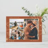 錆び金ゴールド植物三枚フォトクリスマスホリデー (スタンド正面)