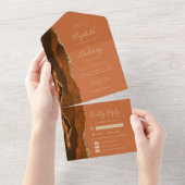 錆び金ゴールド瑪瑙の食事のオプシ結婚ョン オールインワン招待状 (貼ってはがせる)