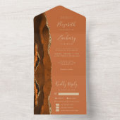 錆び金ゴールド瑪瑙の食事のオプシ結婚ョン オールインワン招待状 (内側)