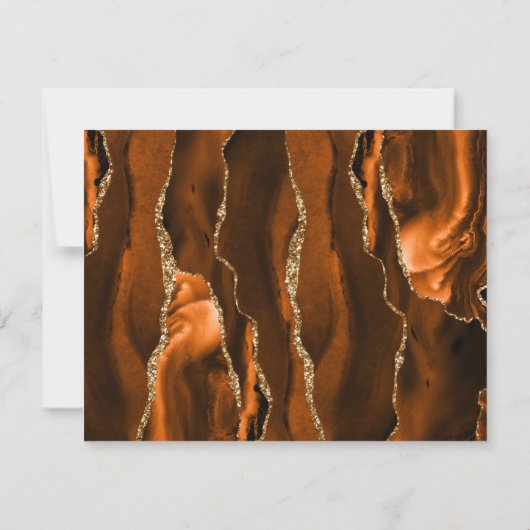 錆び金ゴールド瑪瑙の食事オプションダークウェディングRSVP 出欠カード (裏面)