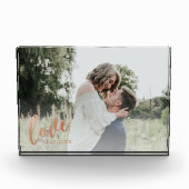 錆び銅ロマンチックラブパーソナライズされたカップル フォトブロック (正面)