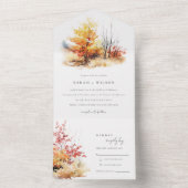 錆び黄色の秋の秋ランドスケープ結婚プレイズ オールインワン招待状 (内側)