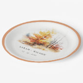 錆び黄色の秋の秋ランドスケープ結婚プレイズ ペーパープレート (アングル)