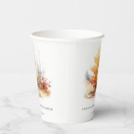 錆び黄色の秋の秋ランドスケープ結婚プレイズ 紙コップ (右)