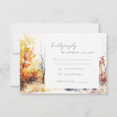 錆び黄色の秋の風景ウェディングレセプション 出欠カード (正面)