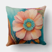 錆び、ターコイズ、桃の花 クッション (裏面)