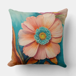 錆び、ターコイズ、桃の花 クッション