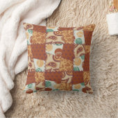 錆び、メロン、ティール(緑がかった色)フェイクパッチワークMOJO枕 クッション (ブランケット)