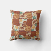 錆び、メロン、ティール(緑がかった色)フェイクパッチワークMOJO枕 クッション (裏面)