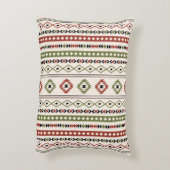 錆アステカ緑Blk Crm混合モチーフ(V)パターン アクセントクッション (裏面(縦))