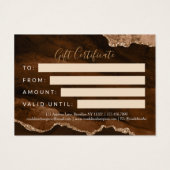 錆エレガントび金ゴールド瑪瑙のギフト券 (裏面)