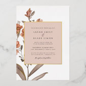 錆エレガントフローラゴールドフォイル結婚式招待状 箔招待状 (正面)