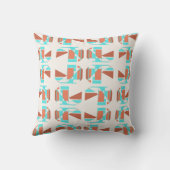 錆オレンジアクアタン小さなジオメトリックピースのモチーフ クッション (裏面)