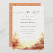 錆オレンジイエローウォーター色秋秋の木 セーブザデート (正面/裏面)