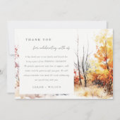錆オレンジイエロー秋の風景結婚ズ サンキューカード (正面)