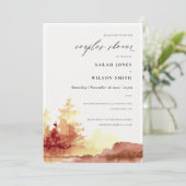 錆オレンジイエロー秋ツリーカップルシャワー招待状 サンキューカード (スタンド正面)