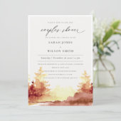 錆オレンジイエロー秋ツリーカップルシャワー招待状 サンキューカード (スタンド正面)