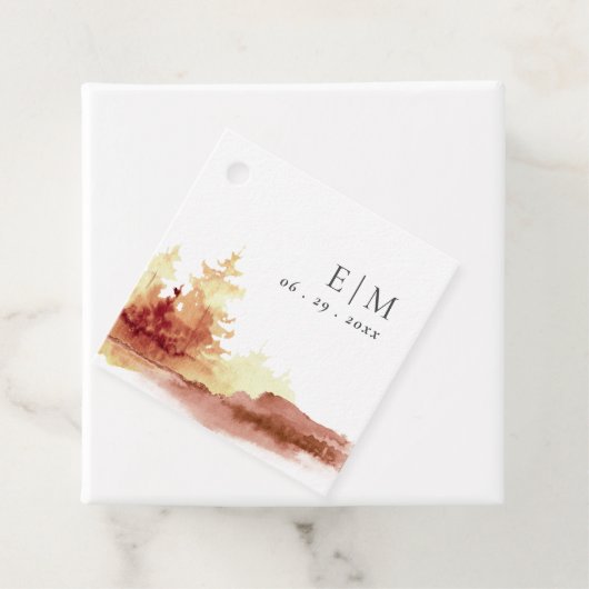 錆オレンジイエロー秋ツリーズモノグラム結婚ズ フェイバータグ (インサイチュ)