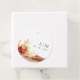 錆オレンジイエロー秋ツリーズモノグラム結婚ズFa フェイバータグ