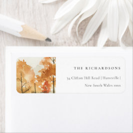 錆オレンジイエロー秋秋ツリーアドレス ラベル