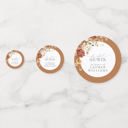 錆オレンジウォーターカラーフローラブライダルシャワー コンフェッティ (正面)