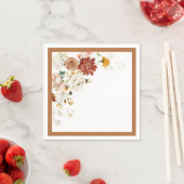 錆オレンジウォーターカラーフローラブライダルシャワー スタンダードカクテルナプキン (インサイチュ)