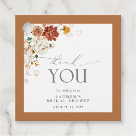 錆オレンジウォーターカラーフローラブライダルシャワー フェイバータグ