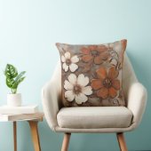 錆オレンジグレーブラウンモダンフローラ クッション (椅子)