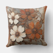 錆オレンジグレーブラウンモダンフローラ クッション (裏面)