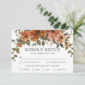 錆オレンジコッパーフローラ秋の結婚式食事の選択 出欠カード (スタンド正面)