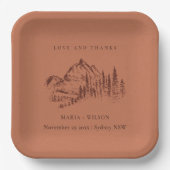 錆オレンジパインウッズマウンテンスケッチ結婚ズ ペーパープレート (正面)