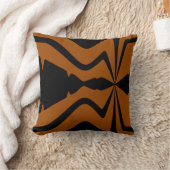 錆オレンジブラック抽象芸術音波デザイン クッション (ブランケット)