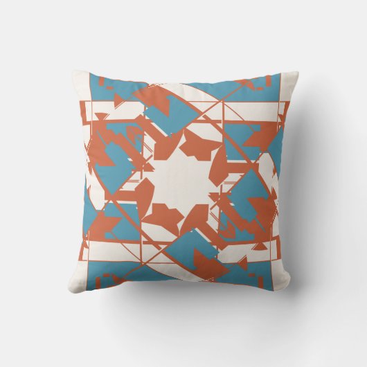 錆オレンジブルー地中海のルックフローラモチーフ クッション (裏面)