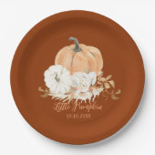 錆オレンジリトルカボチャ赤ちゃんシャワー ペーパープレート (正面)