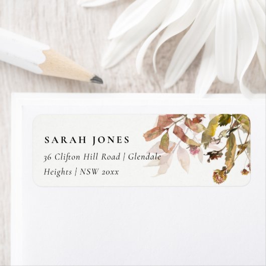 錆オレンジ秋ツリーブランチ葉アドレス ラベル (インサイチュ)