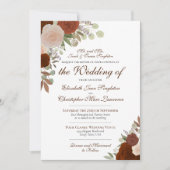 錆オレンジ色の水の色のバラフォーマルの結婚数 招待状 (正面)