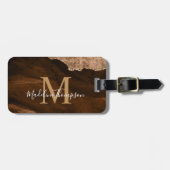 錆スタイリッシュ金ゴールドアゲートモノグラム ラゲッジタグ (正面横)