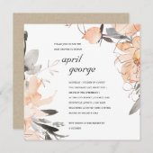 錆テラコッタブラウンフローラベビーシャワー招待状 サンキューカード (正面/裏面)