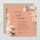 錆テラコッタブラウンフローラベビーシャワー招待状 サンキューカード (正面/裏面)