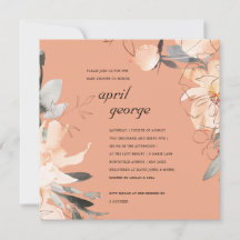 錆テラコッタブラウンフローラベビーシャワー招待状