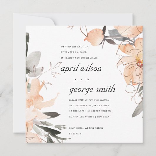 錆テラコッタブラウンフローラ我々はノットカードを結んだ サンキューカード (正面)