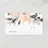 錆テラコッタ茶色の水色フローラ結婚ズ プレイスカード (裏面)