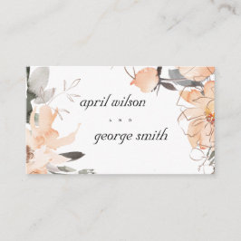 錆テラコッタ茶色の水色フローラ結婚ズ プレイスカード